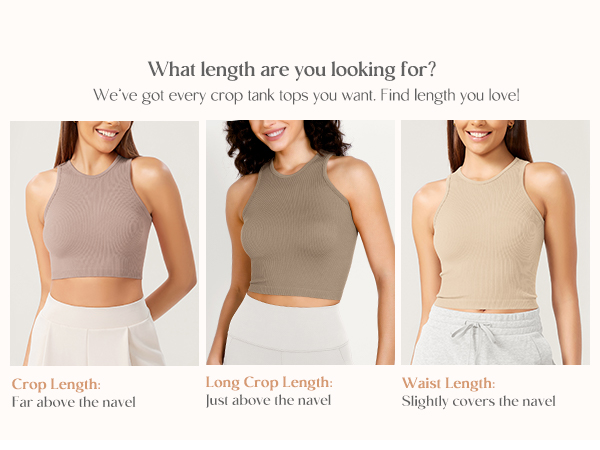 ODODOS 3-Pack Seamless Crop Tank for Women Ribbed Soft High