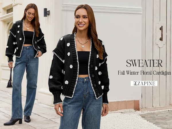 Amazon.com: EZAPINE Womens Floral Cardigan Sweater Chunky