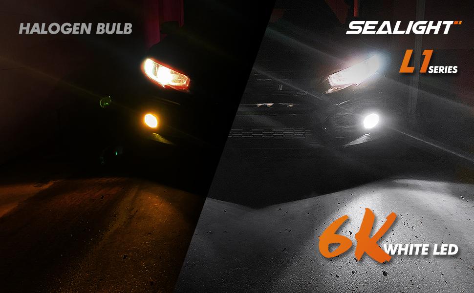 SEALIGHT H11/H8/H9/H16 LED Fog Light Bulbs 6000lm, Laxmas L1 Series