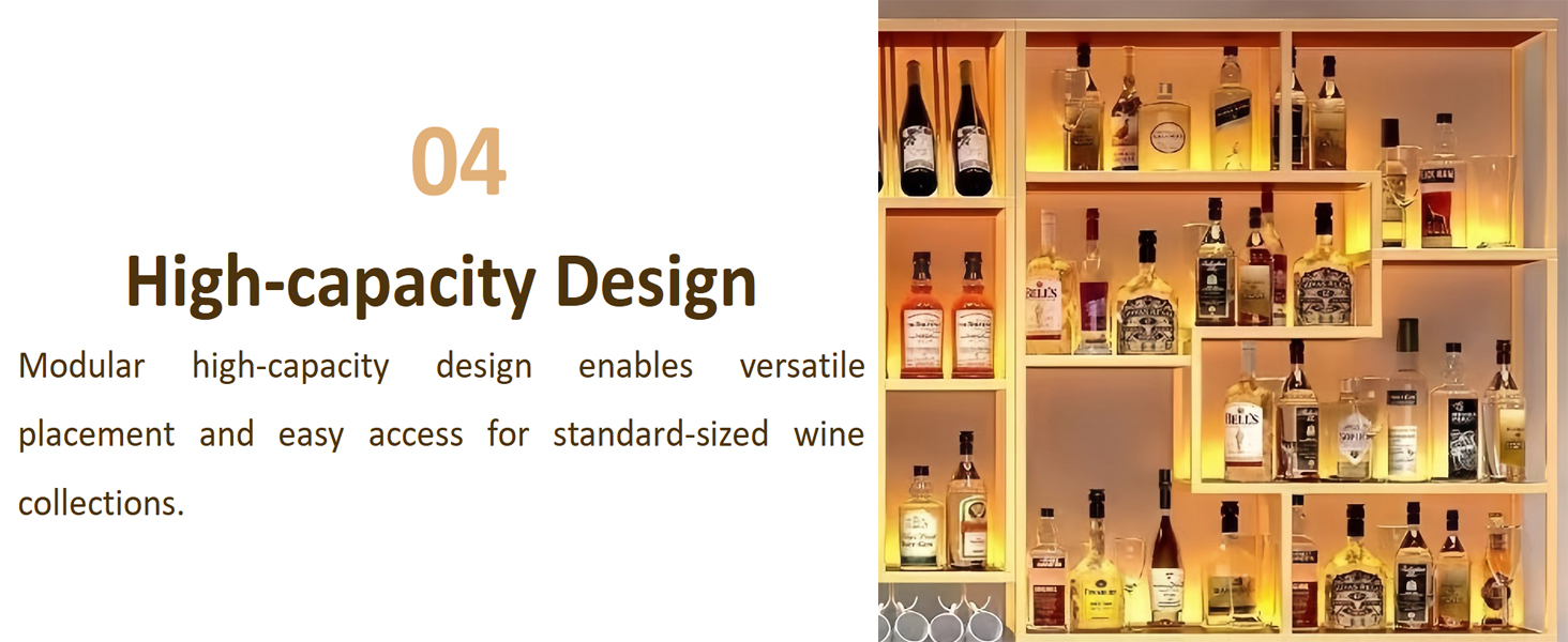 Liquor Shelf Wall Mounted with LED Lighting
