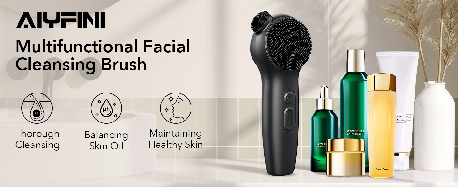 Alyfini facial cleansing brush for thorough cleansing, balancing skin oil, maintaining healthy skin