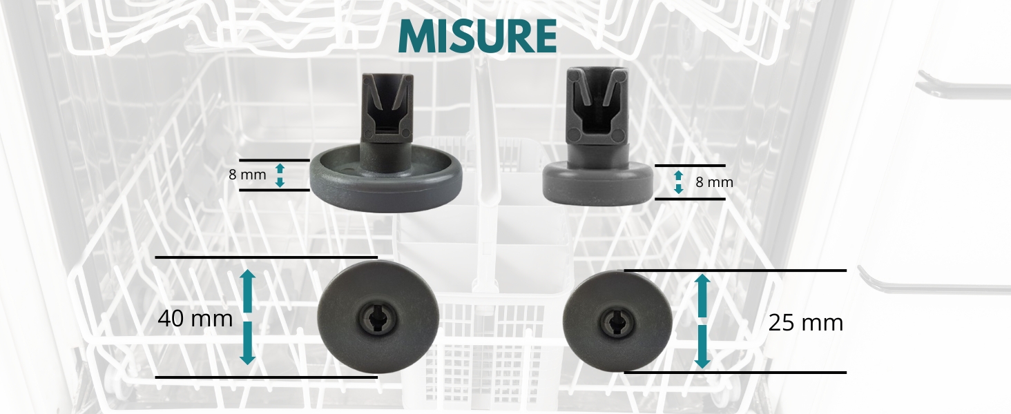 Diagramma che mostra le dimensioni di due oggetti circolari. Vista dall'alto e vista laterale fornite. Le misure indicano le altezze di 40 mm e 23 mm.