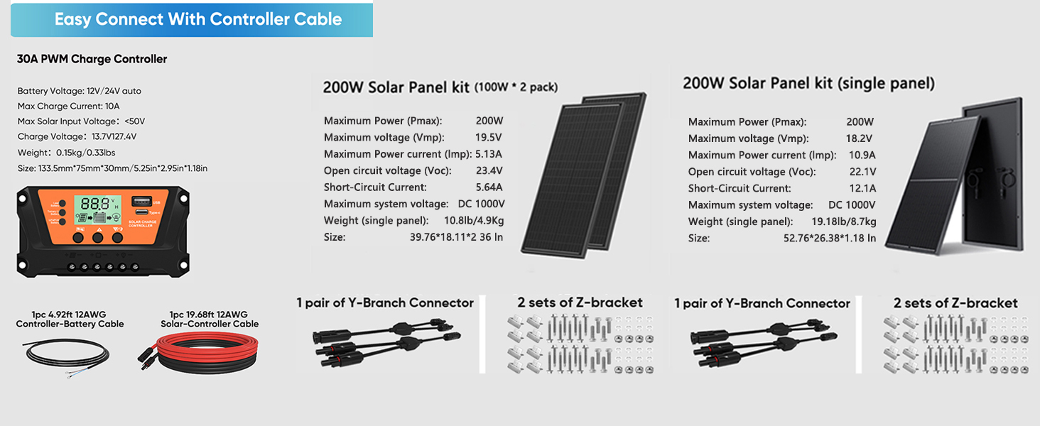 200 watt solar panel kit