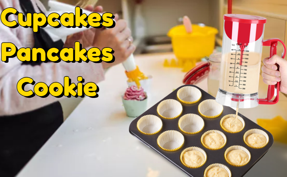 Pancake Dispenser, Pancake Mixer, 1200ml Pancake Batter Bottle, Stuffler Stuffed Waffle Maker