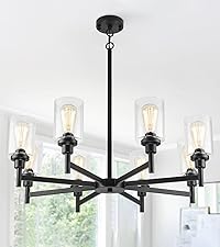 8-Light Black Farmhouse Chandeliers for Dining Room Light Fixtures Over Table
