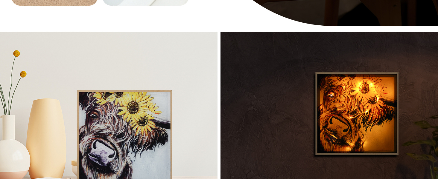 wall decor painting night light solar decor for home