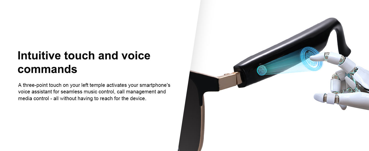 blue light glasses with bluetooth, smart glasses for men & women with intuitive touch