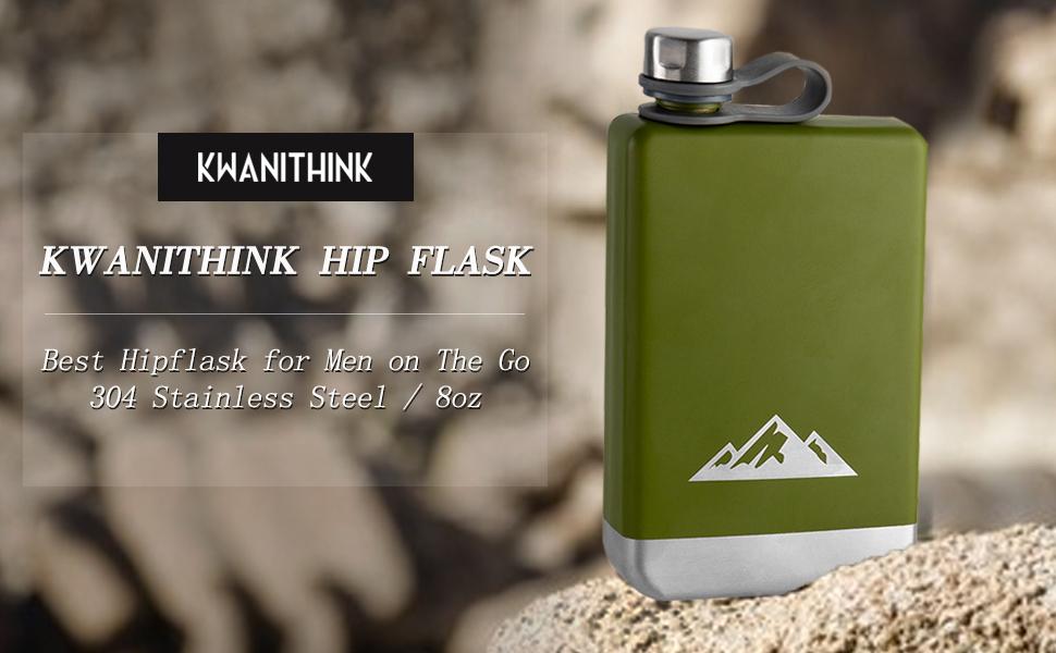 KWANITHINK Hip Flask, Stainless Steel 8oz Hip Flasks for Men with Funnel, Whiskey Flask for