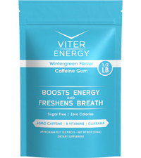 Viter Energy Caffeinated Gum Caffeine B Vitamins Chewing Nootropic Chews Focus Boost Vegan Pills