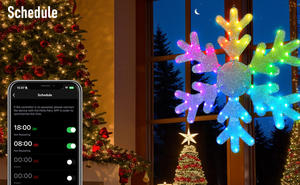 31-inch RGB Smart Hanging Snowflake Lights Outdoor, APP