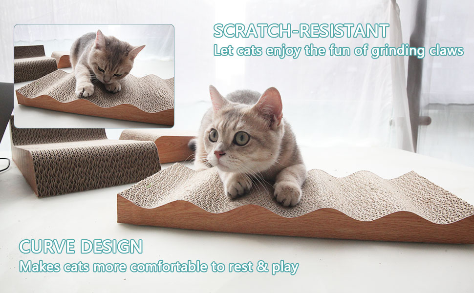 RUMUUKE 3 Packs Cat Scratching Pad Corrugated Scratchers Bed Lounge Outlasts Wave