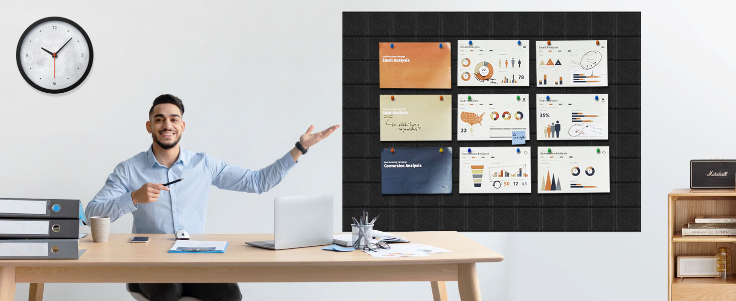 URMMIY Large Cork Board for Wall 36"x24" Black Bulletin