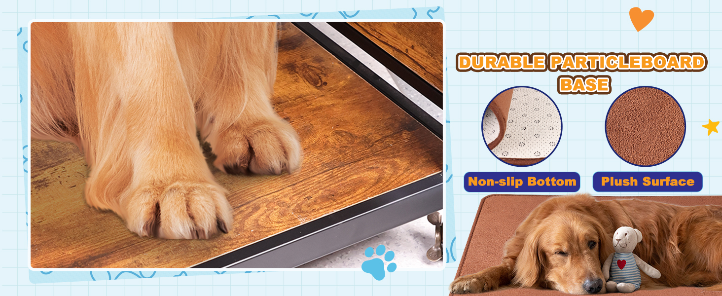 75'' Dog Crate Furniture, Wooden Dog Kennel End Table with