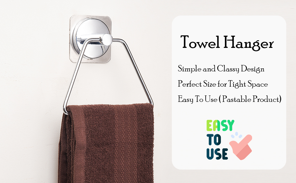 EZ Fix Premium Self Adhesive Plastic Towel Hanger for Bathroom