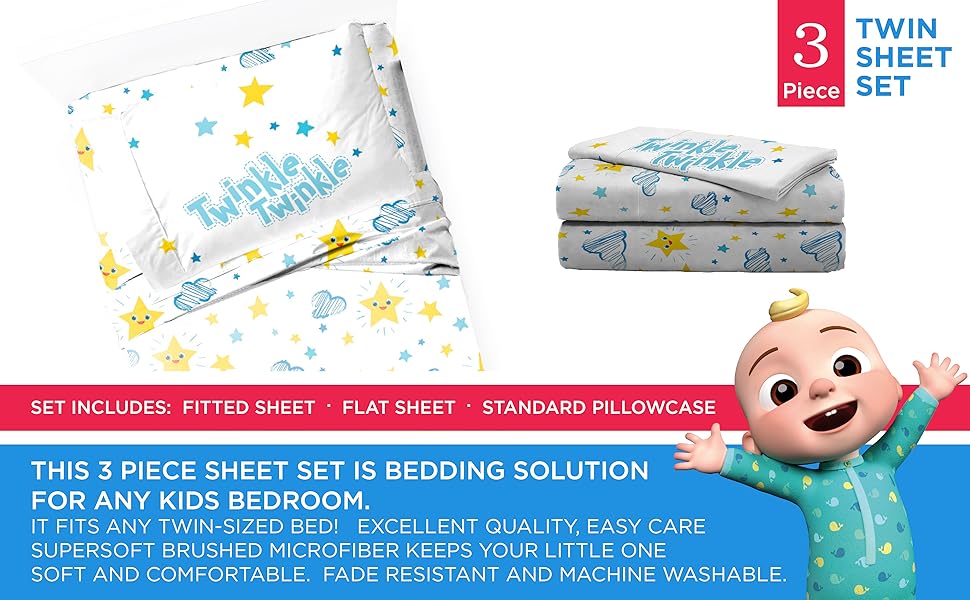 Jay Franco Little Star Twin Size Sheet Set 3 Piece Set