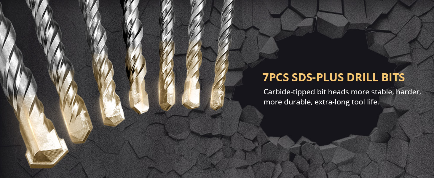 AMTOVL SDS Plus Bits, 12PCS Chisel SDS Plus, SDSPlus Chisel Set and