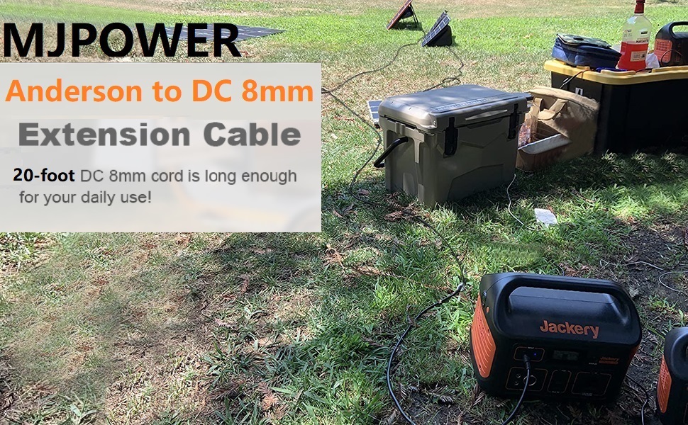 MJPOWER 20FT Jackery Solar Panel Extension Cable 14AWG