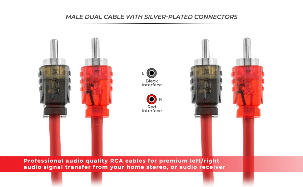 DS18 R20 RCA Cable Ultra Flex 20 Feet - 2-Male to 2-Male Stereo Audio Cables, 2RCA Male to 2RCA