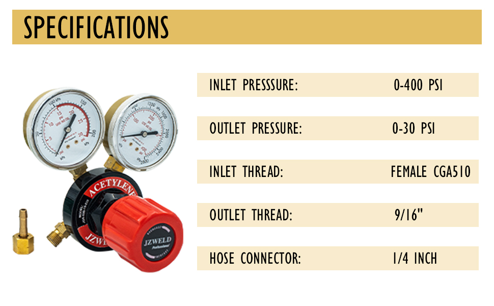 パイネ G-L I GHT JZWELD Oxygen & Acetylene Regulators, CGA540 and CGA510