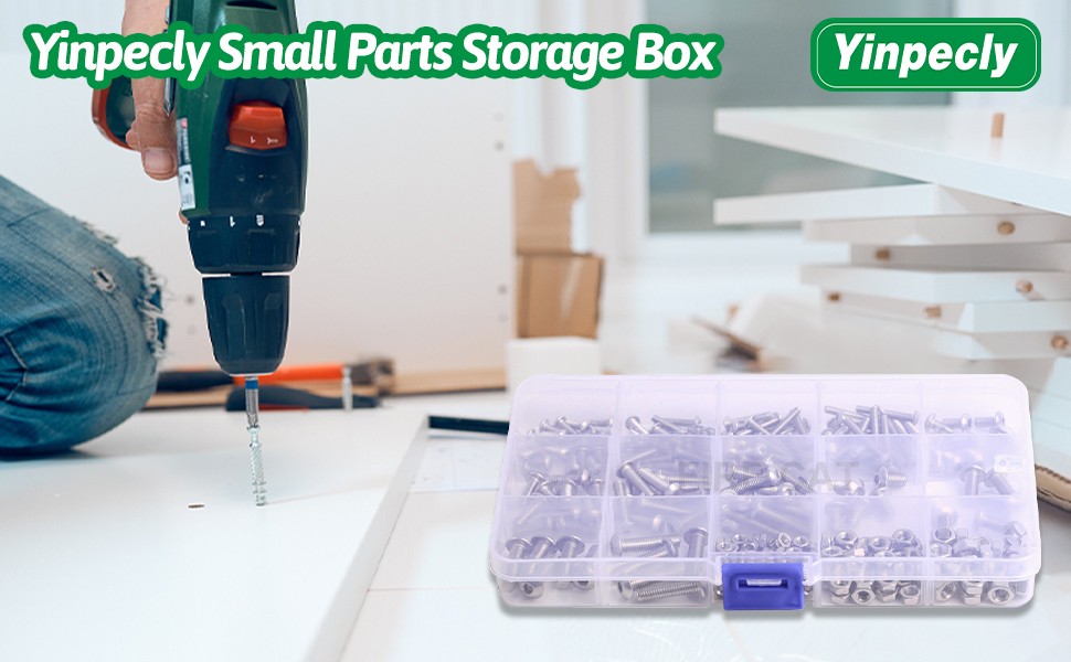 Yinpecly Component Storage Box 143x100x30mm Plastic Organizer Container PP Fixed 5