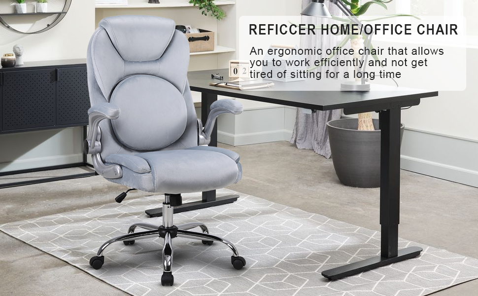 REFICCER Velvet Office Chair, Ergonomic Home Computer Desk Chair with Wheels