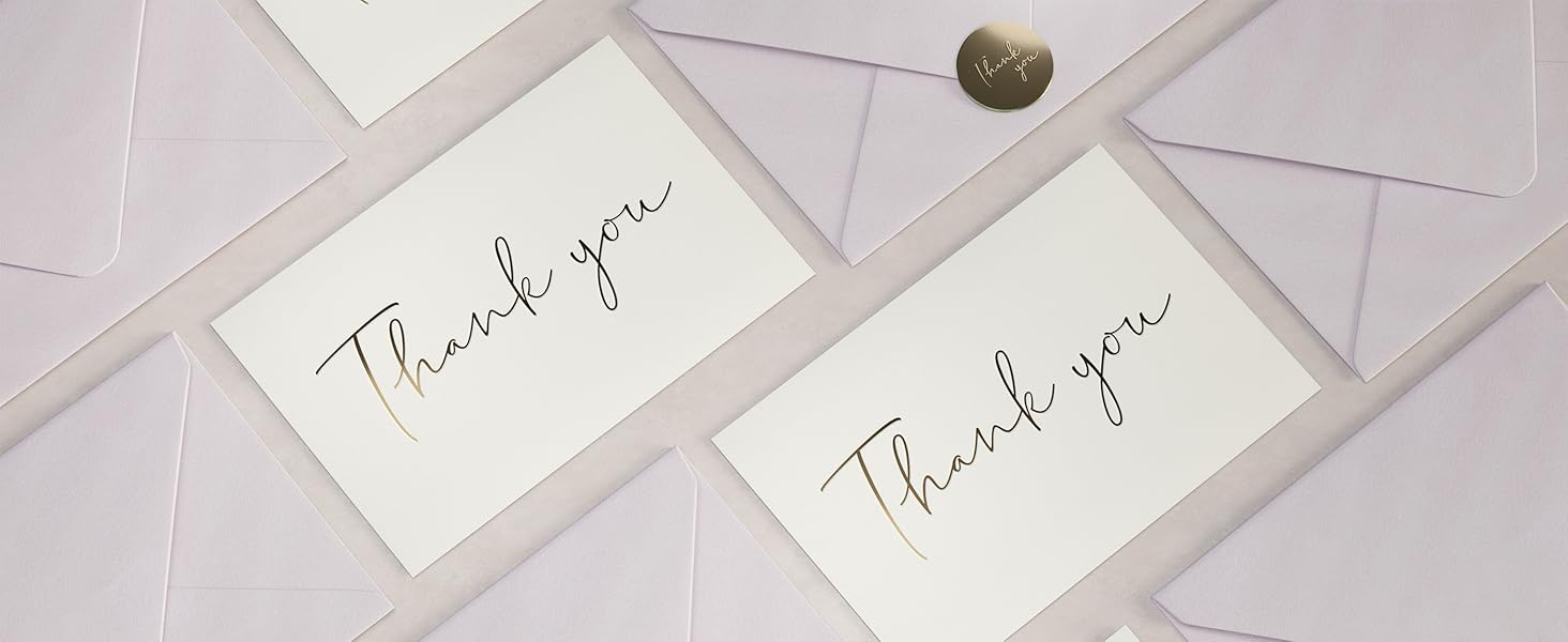 Wedding Card 52-Pack Thank You Cards With Envelopes & Stickers - Minimalist 3.5x5" Note Cards Bridal Shower Gifts