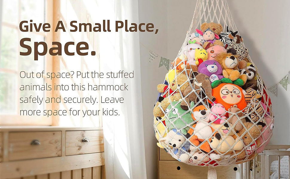 Stuffed Animal Storage Hammock for Ceiling, Stuffed Animal Holder Net