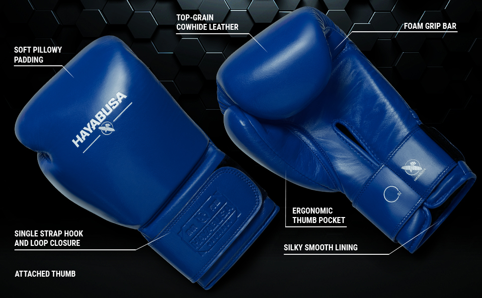 Hayabusa Pro Leather Hook and Loop Boxing Gloves features chart