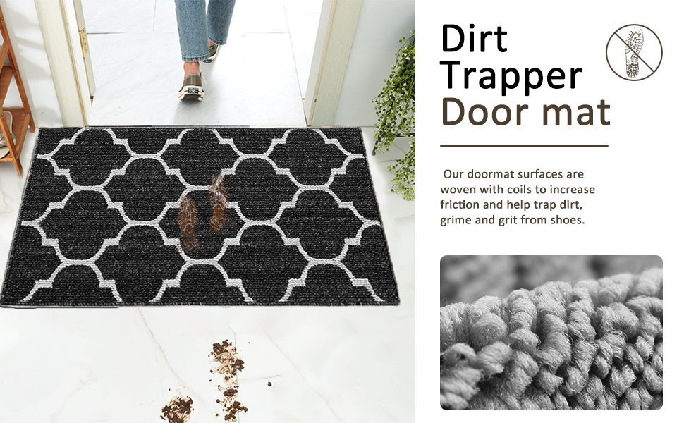 Timebox Door Mats Indoor,Dirt Trapper Nonslip Doormat,Washable Barrier