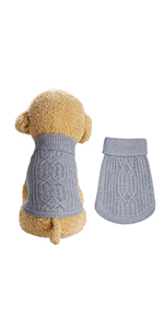 Dog Sweater Knitted Pet Cat Sweater Turtleneck Knitwear Sleeveless Pet Clothes