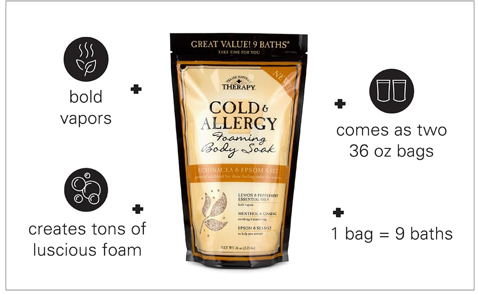 Village Naturals Therapy Cold & Allergy Foaming Body Soak