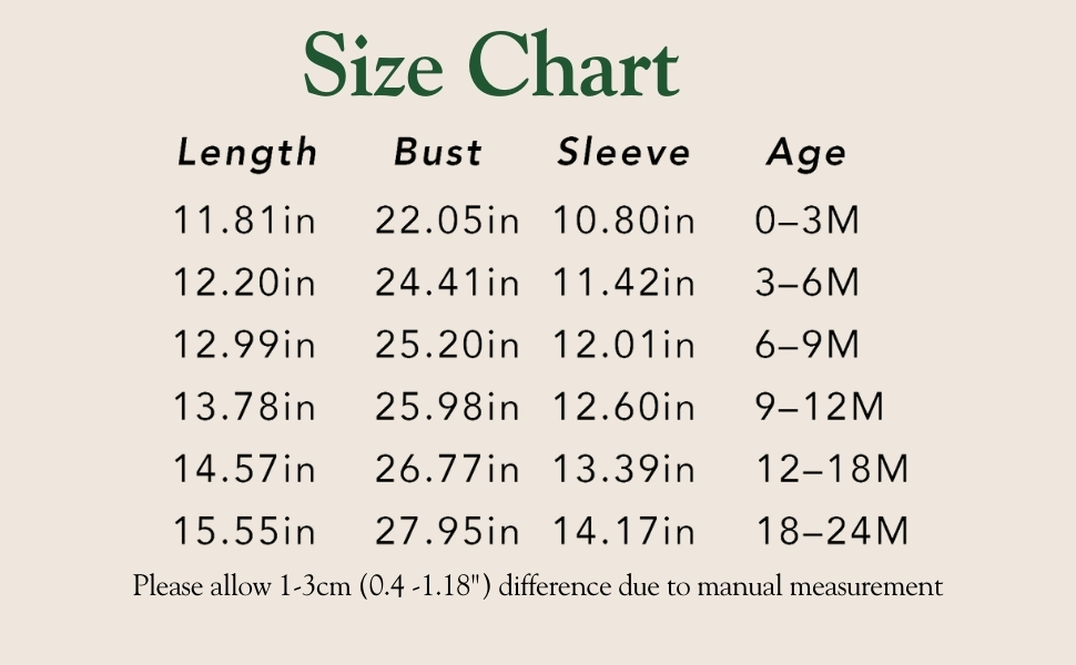 Size chart Personalized Hand embroidered Name Baby Sweater