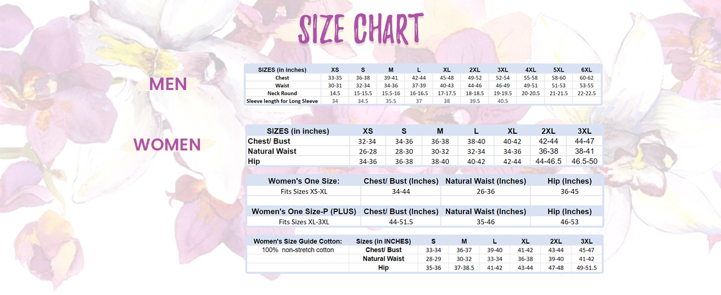 Men & Women Size Chart