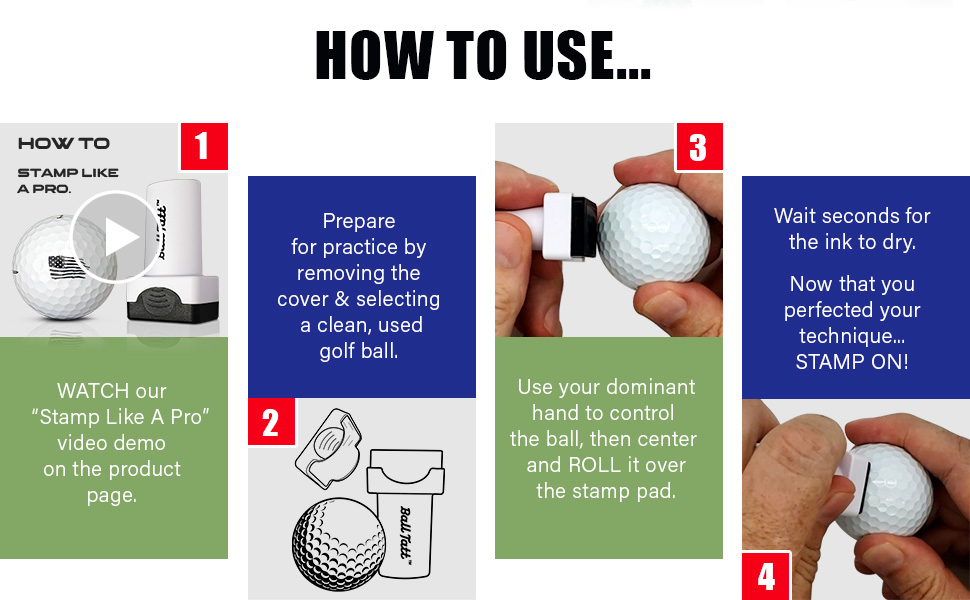 Ball Tatt Golf Ball Stamp, Golf Ball Stamper, SelfInking Golf Ball