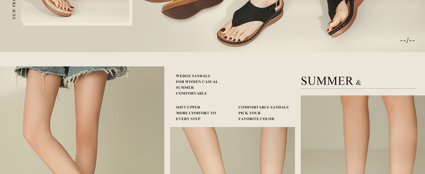 Sandals for Women High Arch Support Flip Flops Wedge Comfortable Beach Shoes Summer Casual Sandals