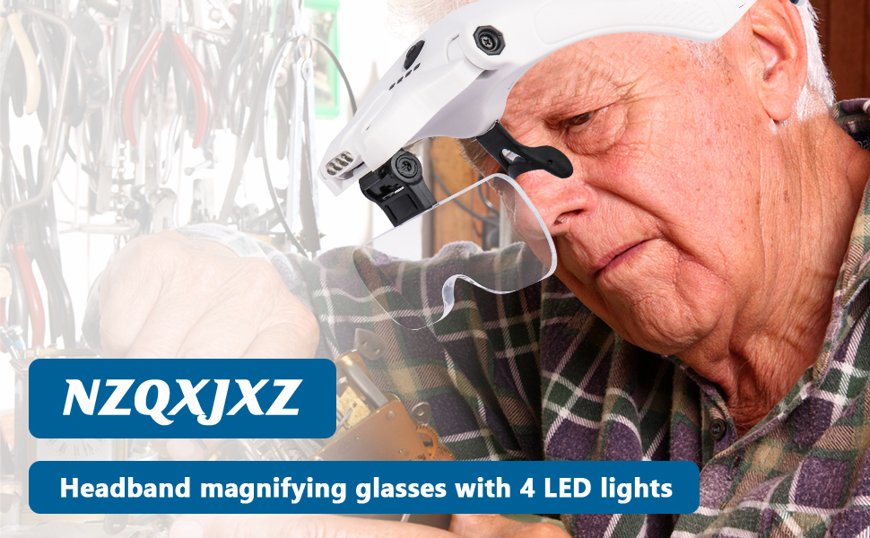 headband magnifying glass with lights