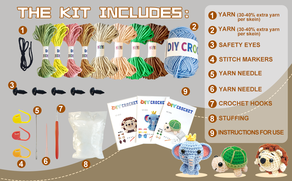 crochet kit animal crochet beginner kit with tutorial step by step video easy crochet