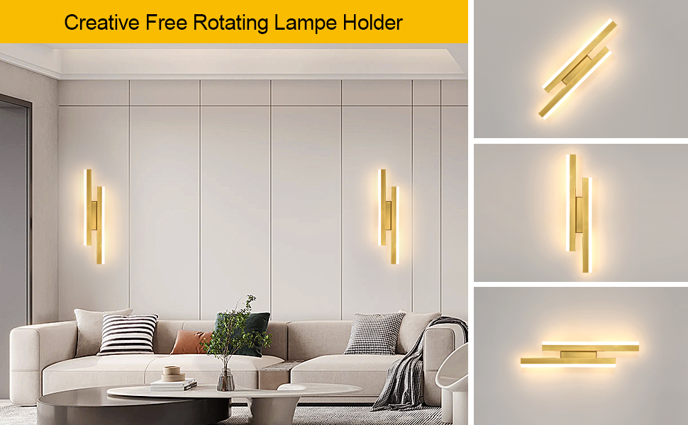 Modern Gold Acrylic Indoor LED  Wall Lights 16W 