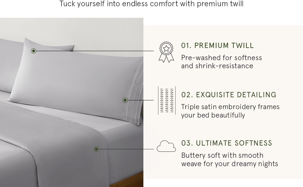 LA JOLIE MUSE Queen Sheet Set, 100 Combed Cotton Sheets