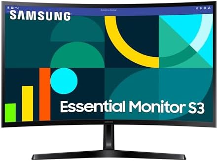 SAMSUNG 27 Essential S3 (S36GD) Series FHD 1800R Curved Computer Monitor. 100Hz. Game Mode. Adva...