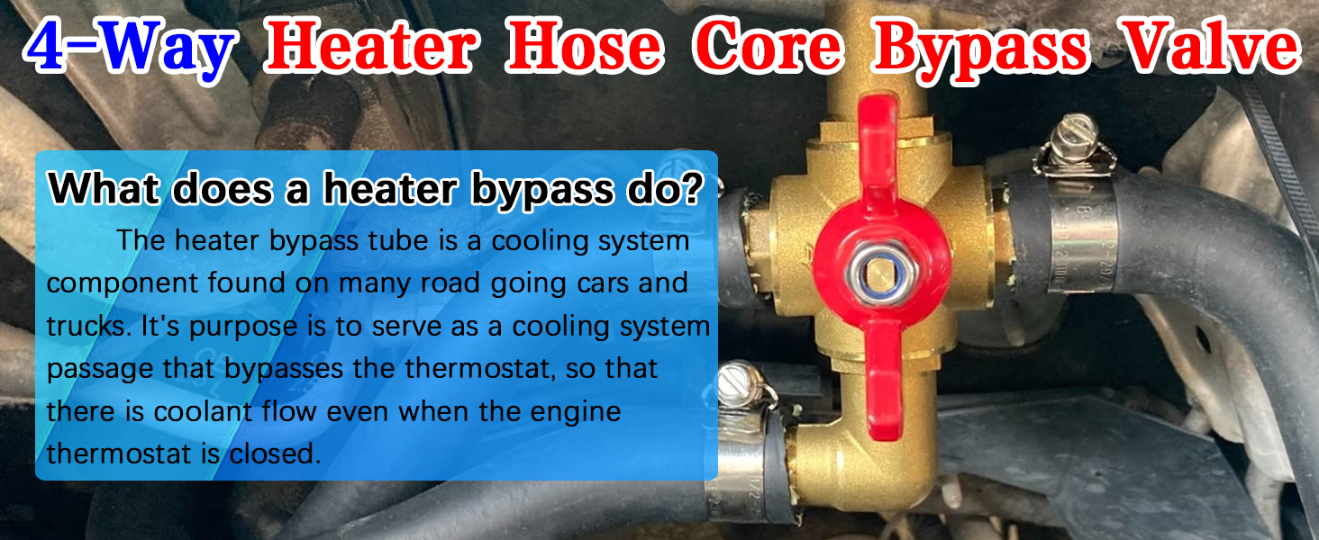 5/8'' Heater Core Bypass Kit, 4 Way Heater Hose ShutOff