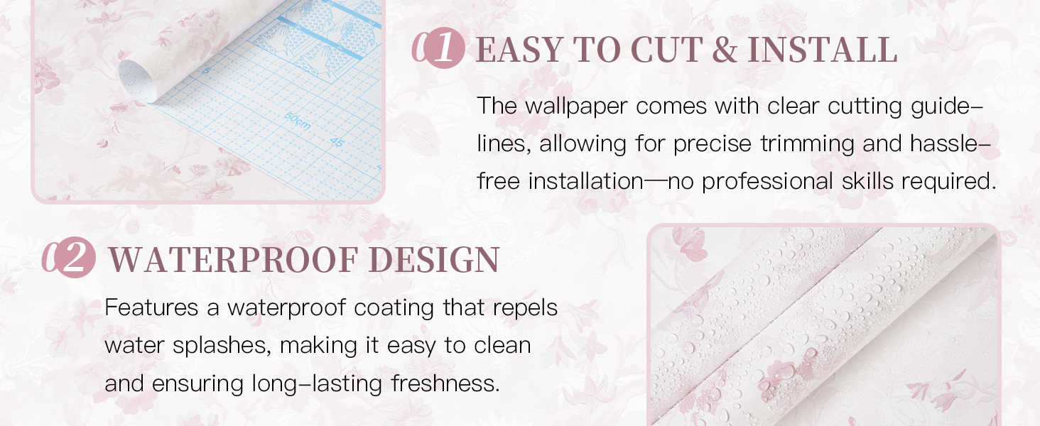 Dimoon Pink Floral Contact Paper Peel and Stick Wallpaper Boho Contact Paper Wallpaper