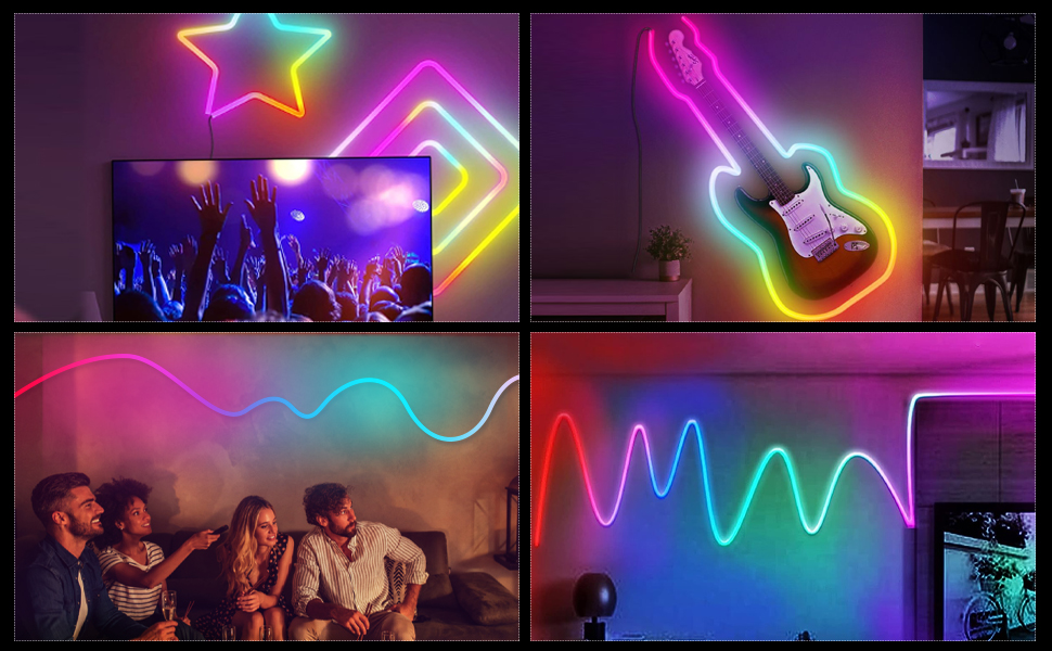 Wisfunlly Smart Neon Light Strip, 3m WIFI Smart LED Strip Light App