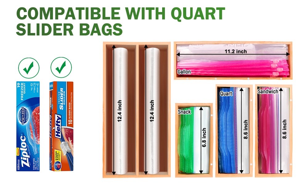 Openable Bamboo Ziplock Bag Storage Organizer & Foil and