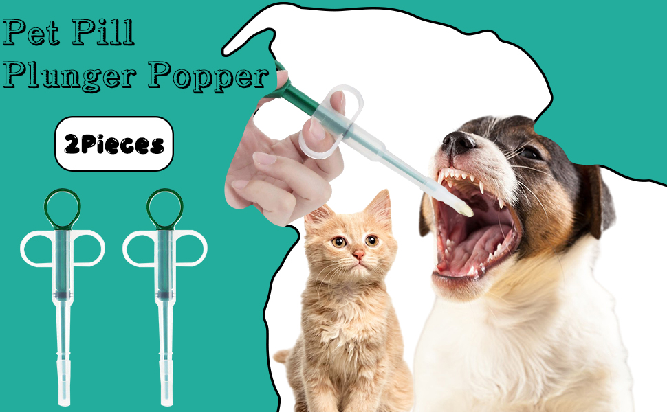 2Pieces Pet Pill Plunger Popper for Cats Dogs Including Cleaning Tools