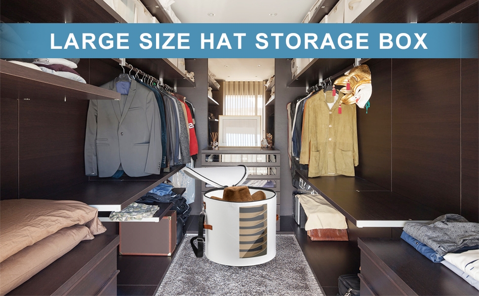 AZHCHKE Large Hat Storage Box for Women & Men, White Hat