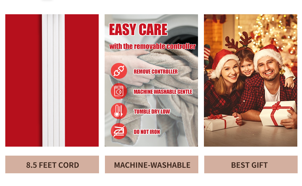 VEOHAUT Heated Blanket Electric Throw with DoubleLayer Flannel, 6 Heating Levels, 3