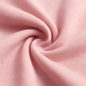 Pajama set fabric close-up, soft breathable knit cotton polyester spandex blend.