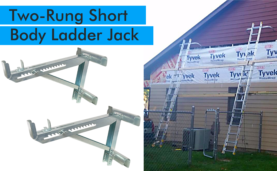 1 Pair 2Rung Short Body Ladder Jacks for Stages up to 20Inch Width