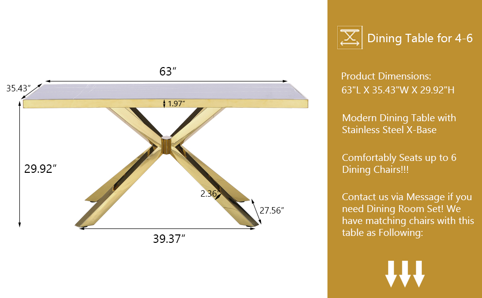 AZhome 6 Piece Black and Gold Dining Table Set, Kitchen